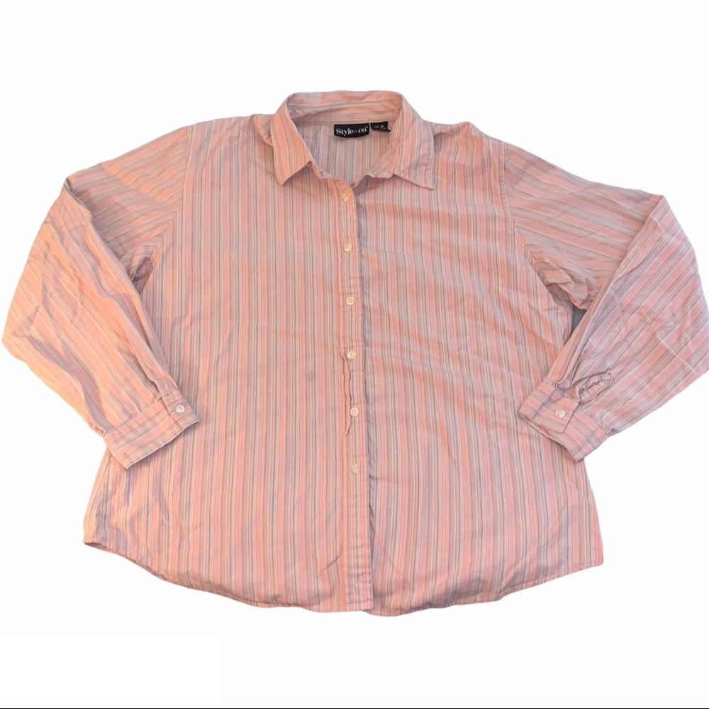 Y2K Pink Multicolor Vertical Striped Button Shirt Style & Co